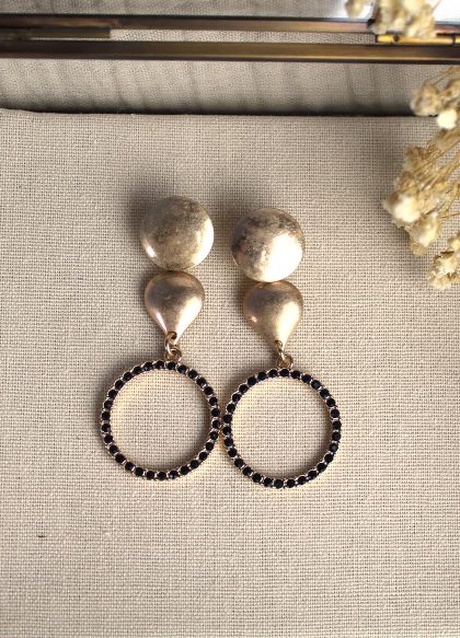 Oorbellen fantasie - Vintage goud zwart