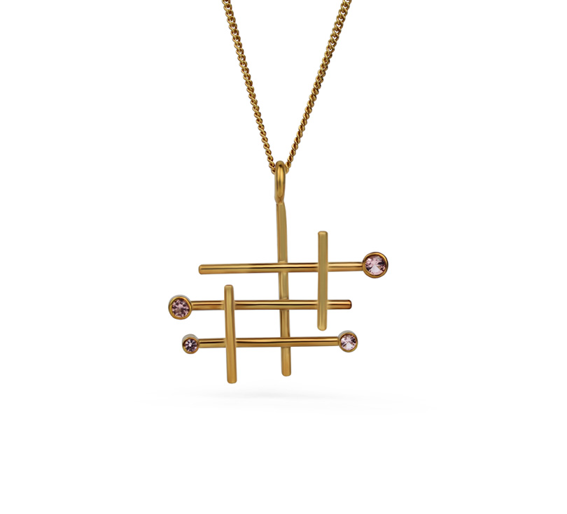 Kruispunten halsketting morganiet verguld- Madame Bijou